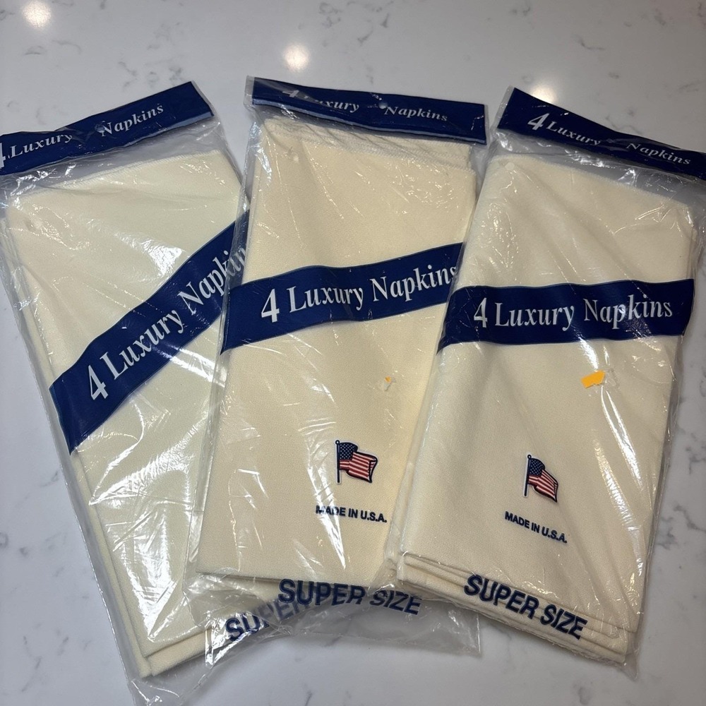 VTG Ostrow Textile 12 Luxury Cloth Napkins (Lot Of 3) Super Size New‎ Old Stock
